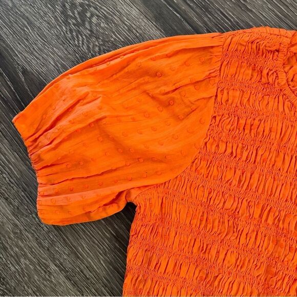 J. Crew Puff-sleeve textured voile smocked top New - Picture 3 of 8